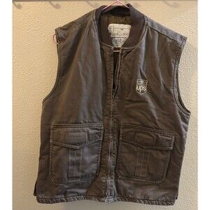 Vintage UPS Quilted Workwear Vest Brown USA Made 1990s Size M